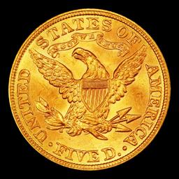 1908-p Gold Liberty Half Eagle $5 ms66+ SEGS
