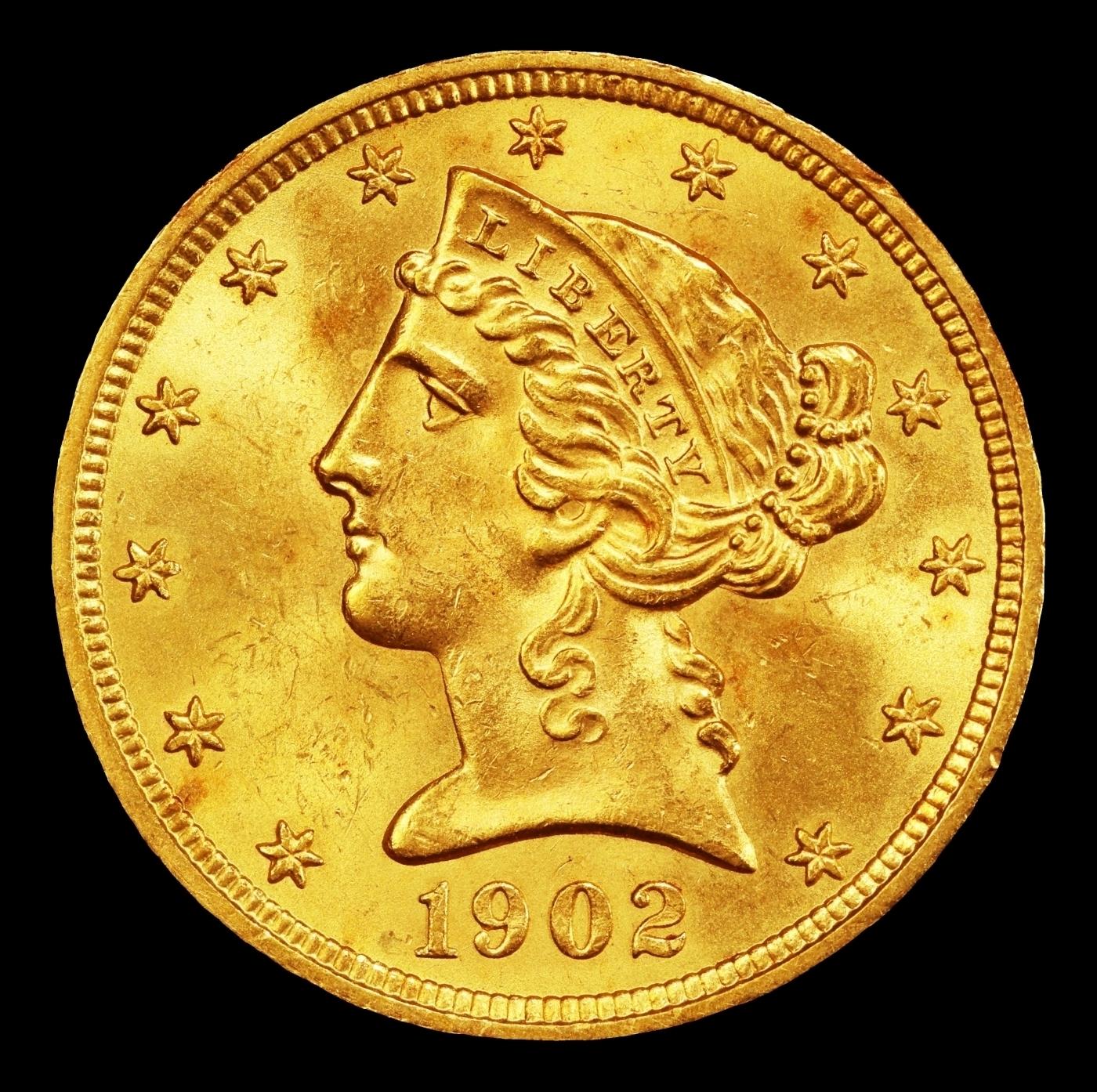 1902-p Gold Liberty Half Eagle Near Top Pop! $5 ms67+ SEGS