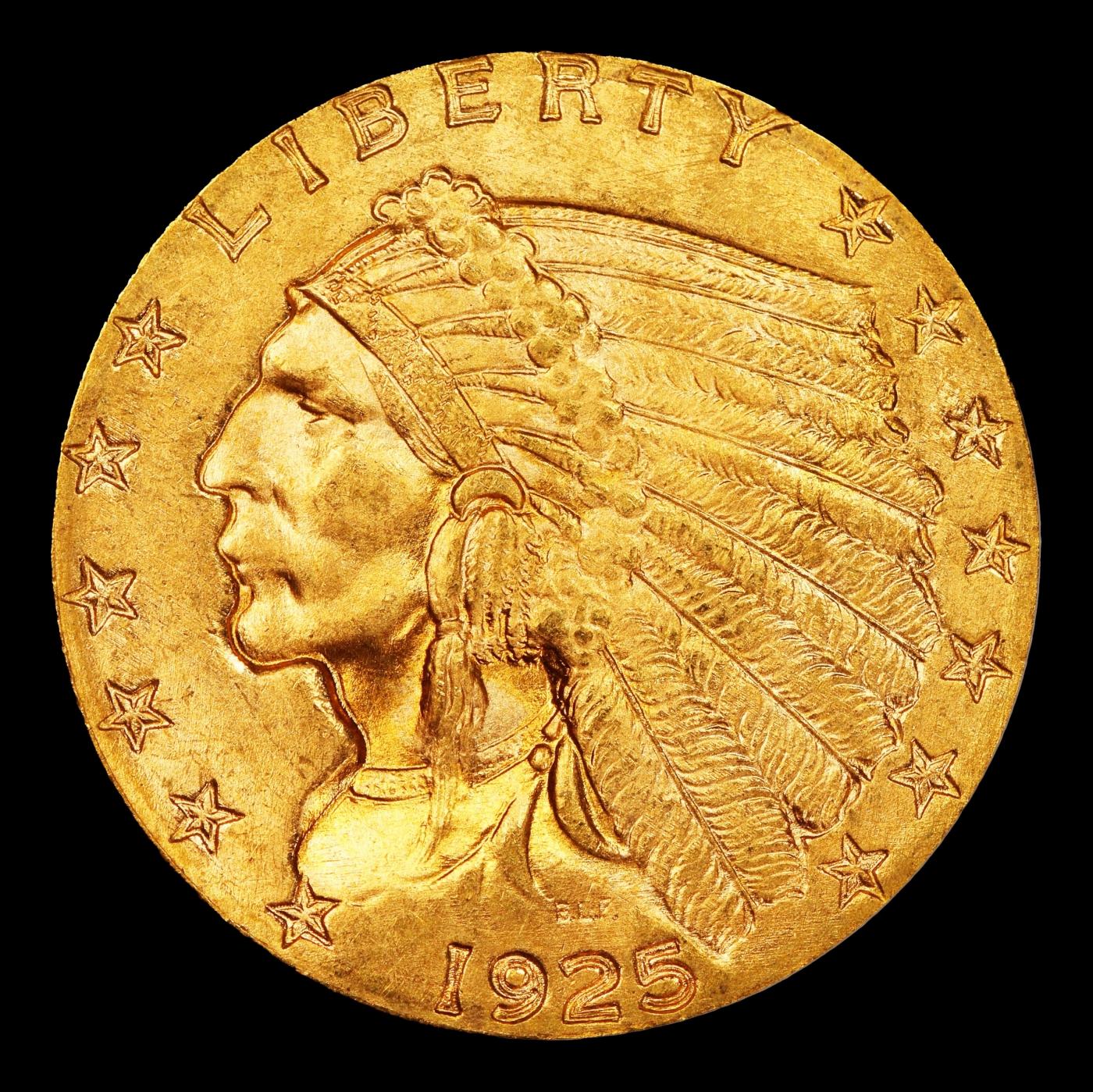 1925-d Gold Indian Quarter Eagle $2 1/2 ms65+ SEGS