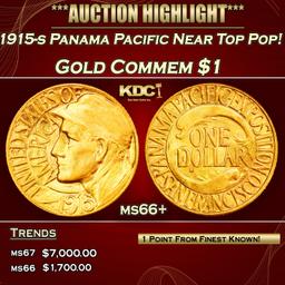 1915-s Panama Pacific Gold Commem Dollar Near Top Pop! 1 ms66+ SEGS