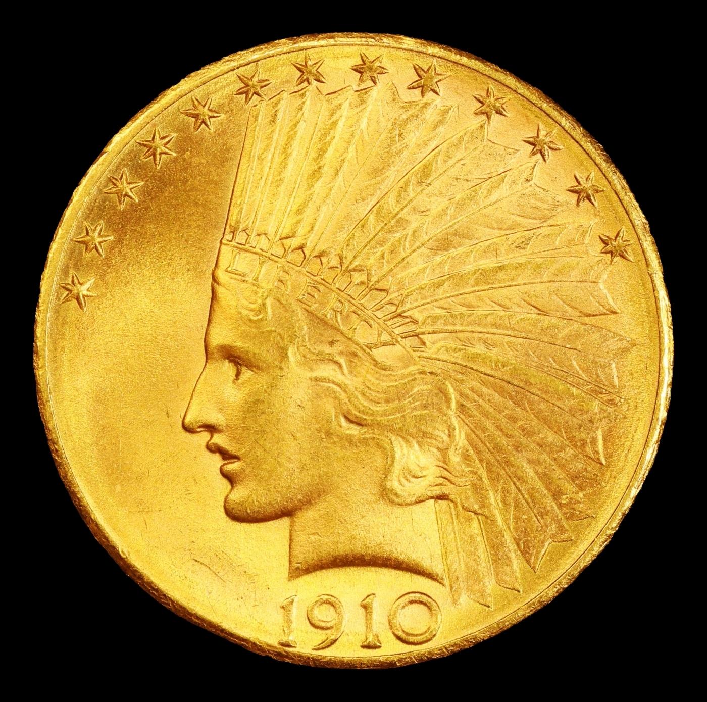 1910-d Gold Indian Eagle Near Top Pop! $10 ms66+ SEGS