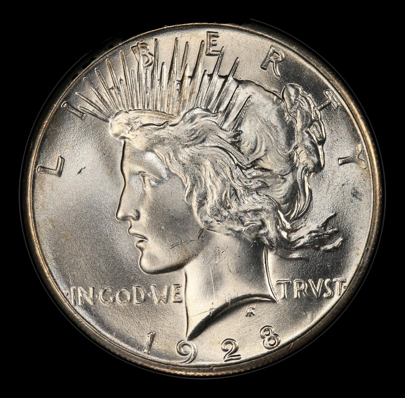 1928-p Peace Dollar $1 ms65 SEGS