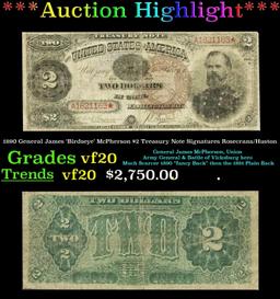 1890 $2 Treasury Note General James 'Birdseye' McPherson Grades vf, very fine Signatures Rosecrans/H