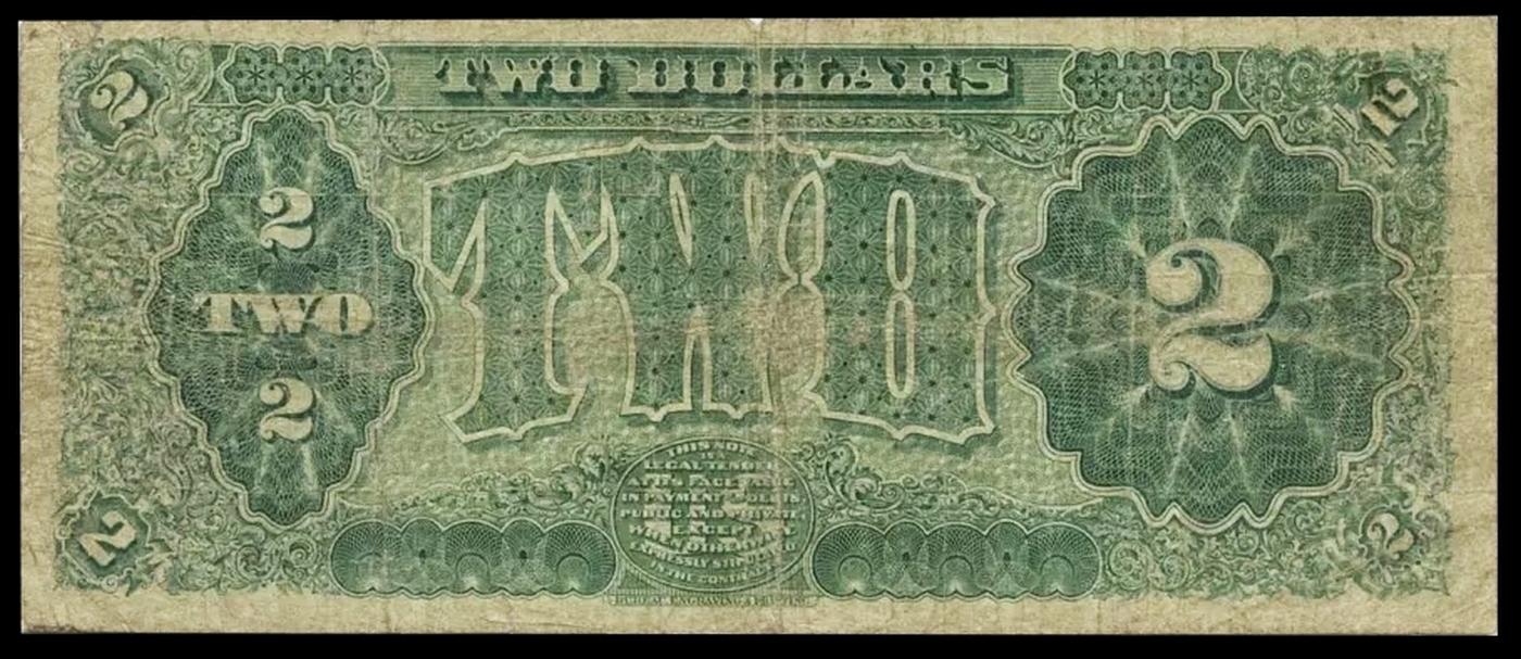 1890 $2 Treasury Note General James 'Birdseye' McPherson Grades vf, very fine Signatures Rosecrans/H