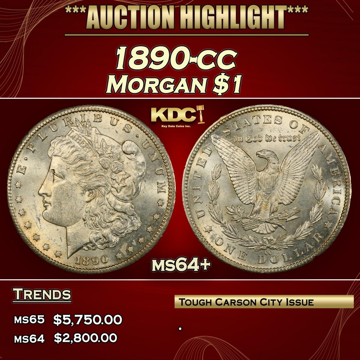 1890-cc Morgan Dollar $1 ms64+ SEGS