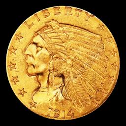 1914-p Gold Indian Quarter Eagle $2 1/2 ms64+ SEGS