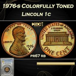 PCGS 1976-s Proof Lincoln Cent Colorfully Toned 1c pr67 rb PCGS