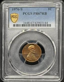PCGS 1976-s Proof Lincoln Cent Colorfully Toned 1c pr67 rb PCGS