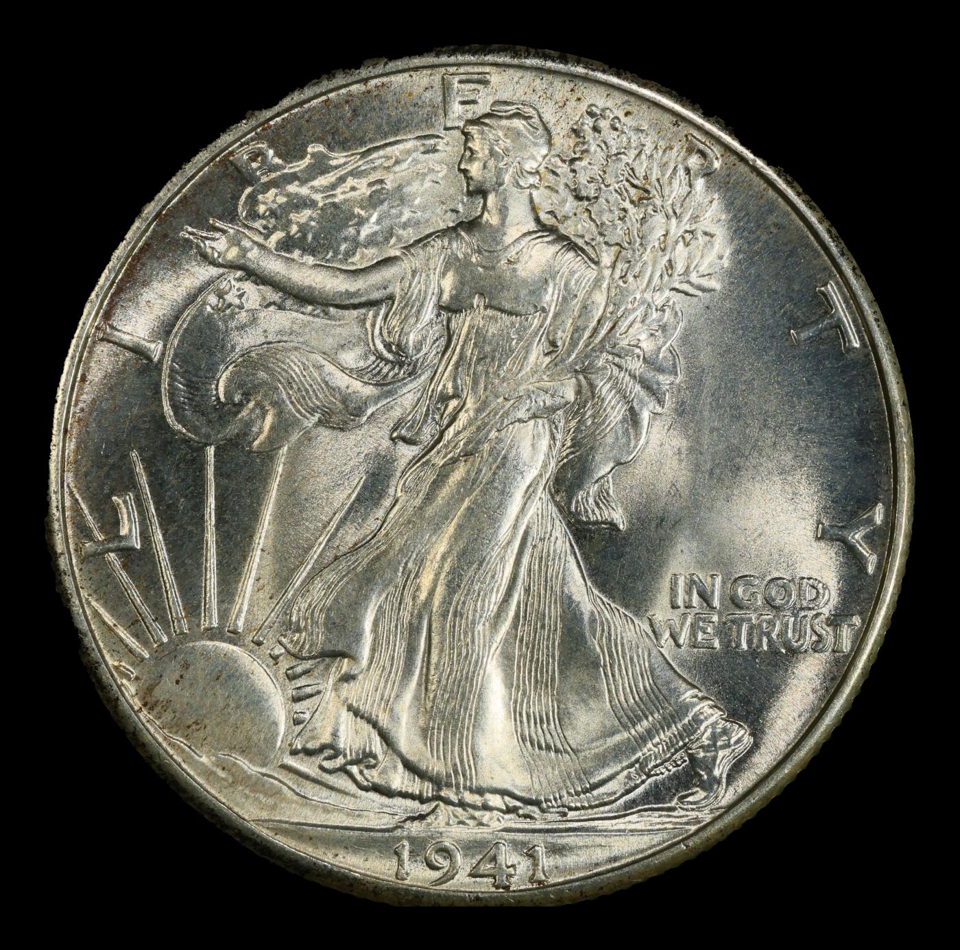 1941-p Walking Liberty Half Dollar 50c Grades ms65+