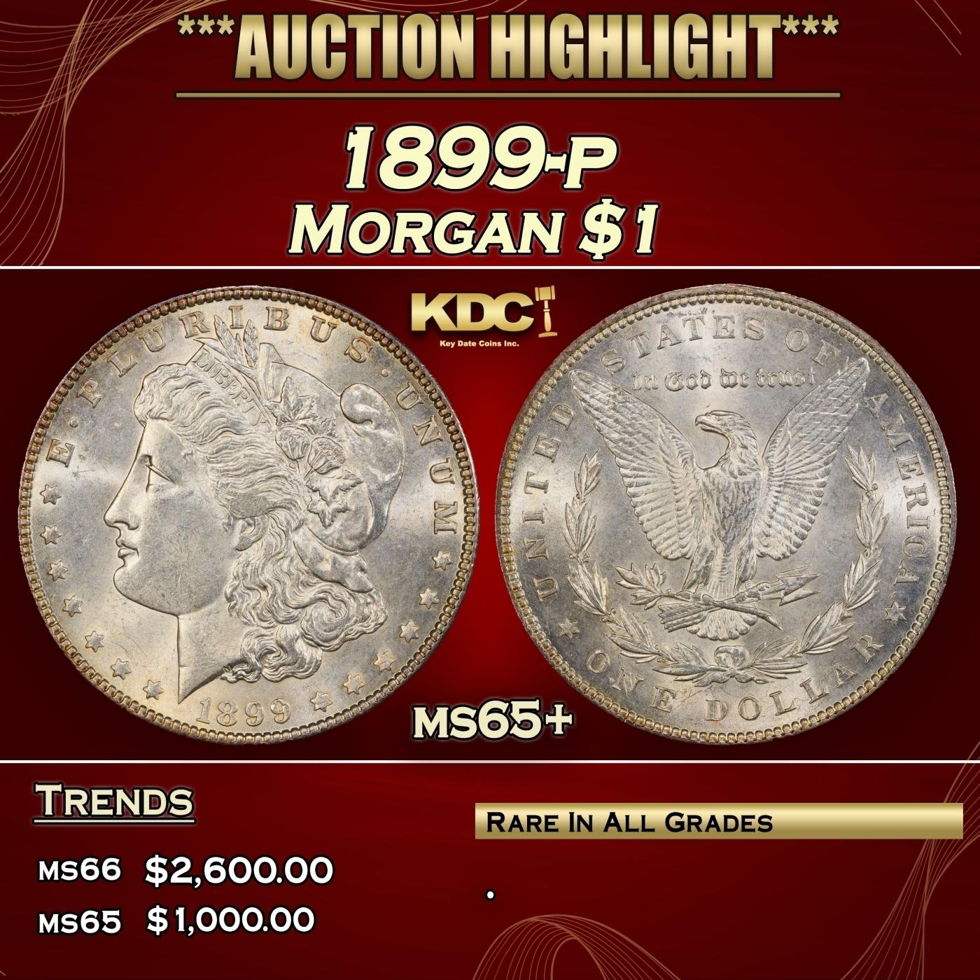1899-p Morgan Dollar $1 ms65+ SEGS
