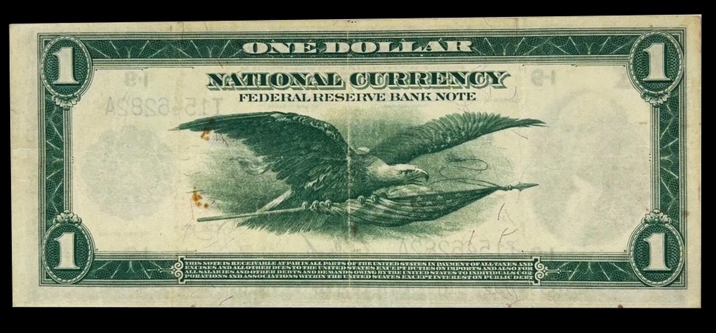 1918 $1 National Currency "Flying Eagle" Federal Reserve Bank of Minneapolis, MN Grades vf++ FR-735