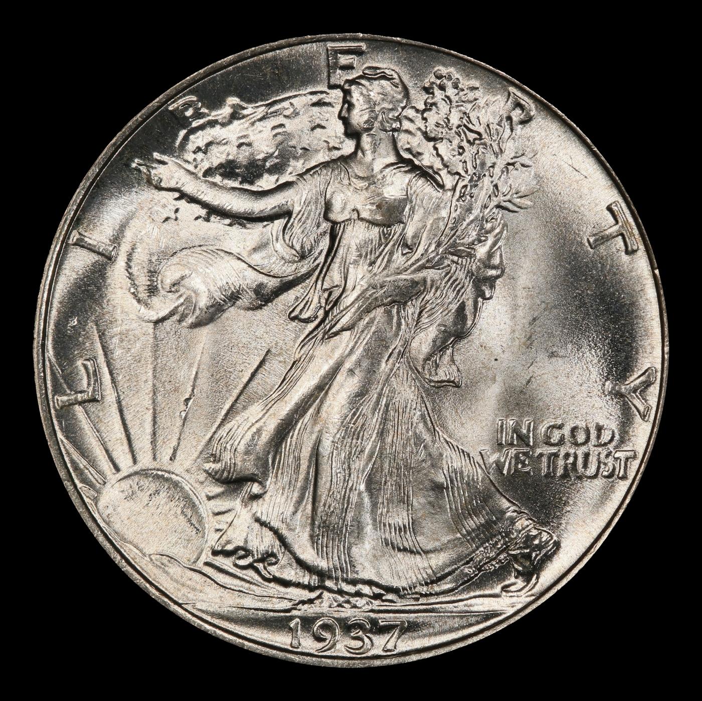 1937-p Walking Liberty Half Dollar 50c Grades ms66
