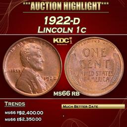 1922-d Lincoln Cent 1c ms66 rb SEGS