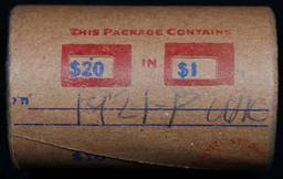 Full solid date 1921-p Uncirculated Morgan silver dollar roll, 20 coins