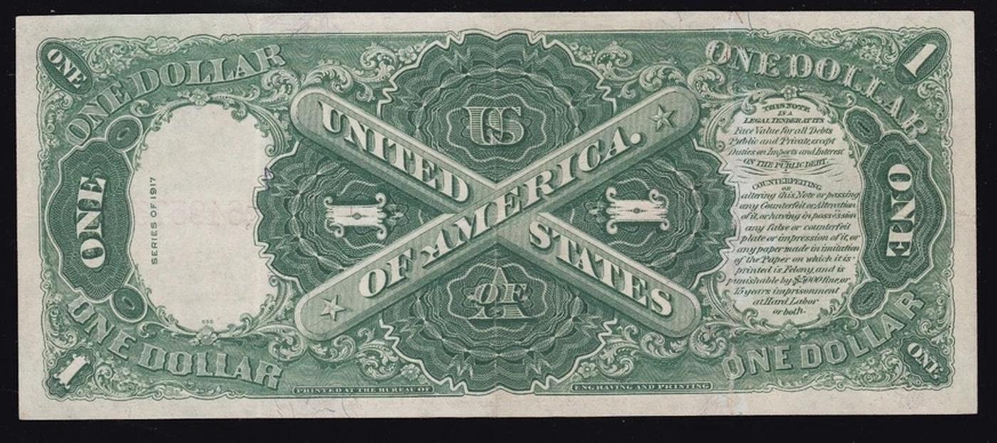 1917 $1 Large Size Legal Tender Note Grades Choice AU/BU Slider Signatures Teehee/Burke