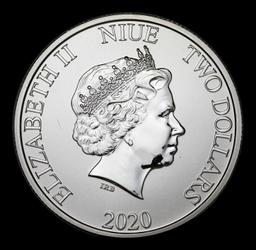 2020 Disney Mickey Christmas 1oz .999 Silver $2 New Zealand Niue Commerative Coin Grades Ungraded