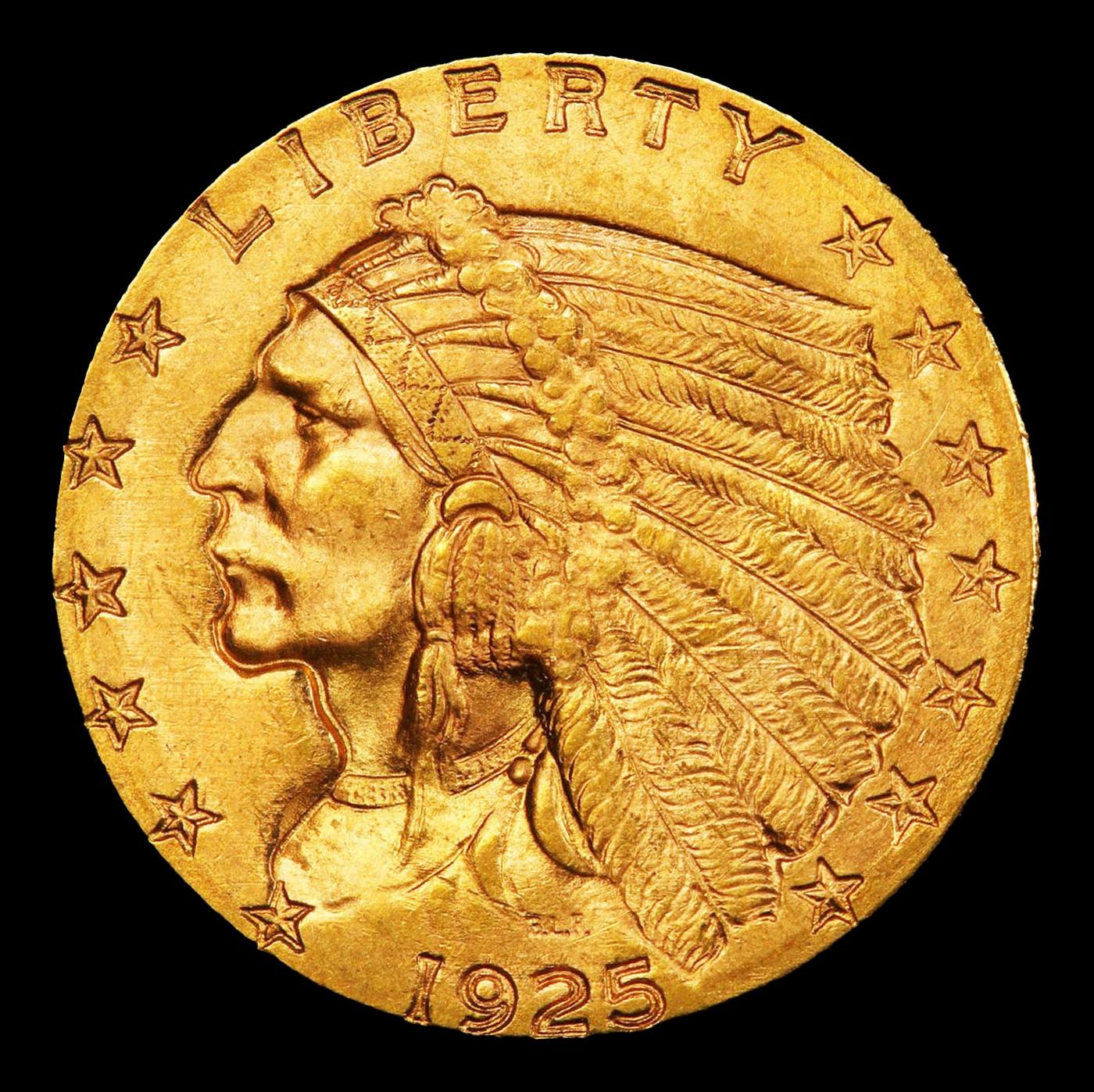 1925-d Gold Indian Quarter Eagle Near Top Pop! $2 1/2 ms66+ USCG