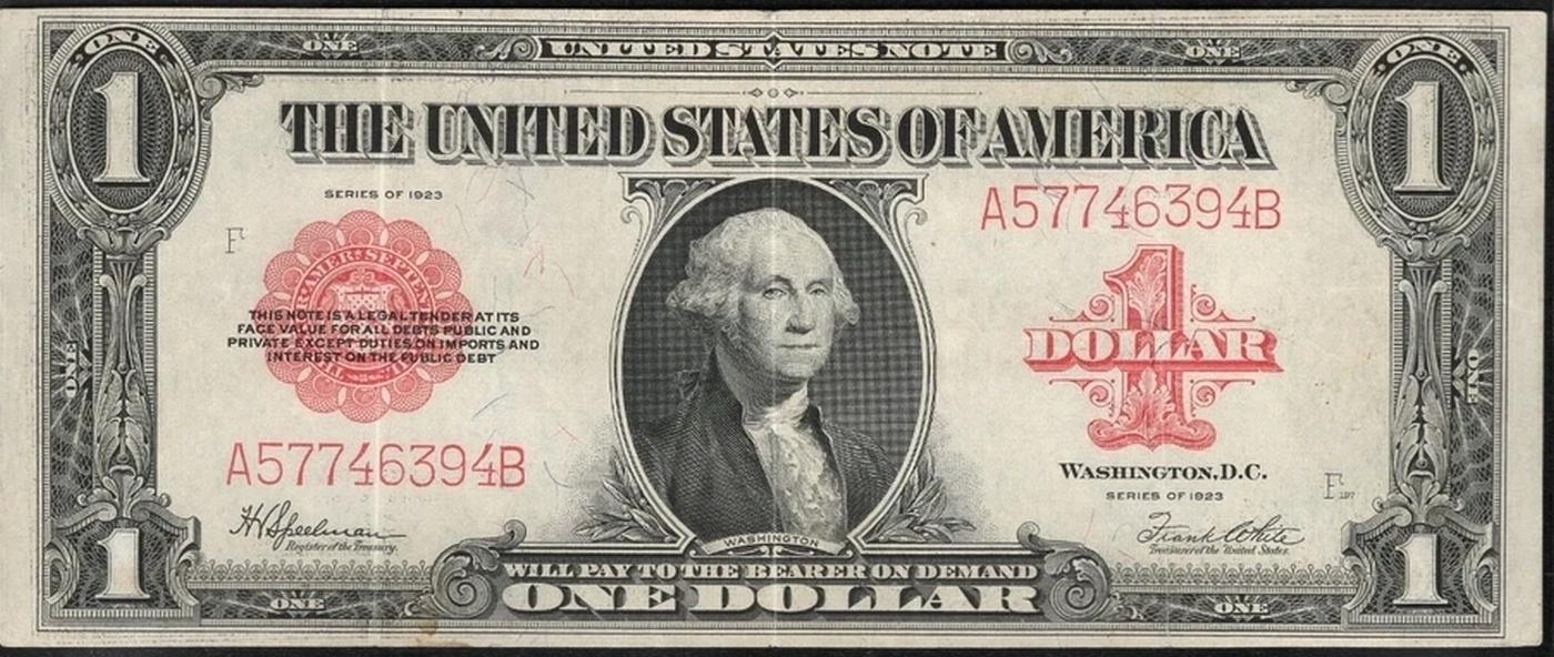 1923 $1 United States Note Grades Select AU Signatures Speelman/White