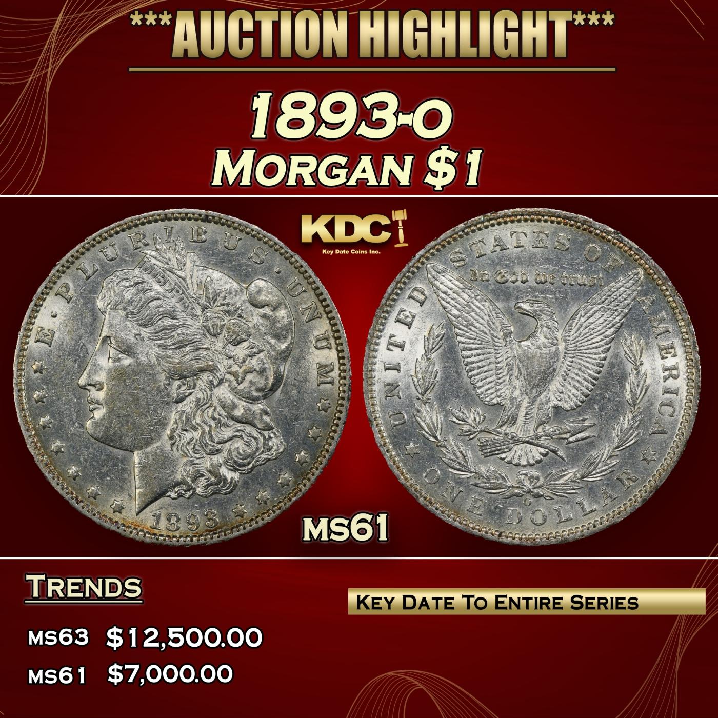 1893-o Morgan Dollar $1 ms61 USCG