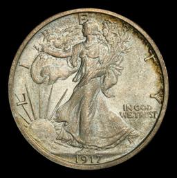 1917-p Walking Liberty Half Dollar Toned Near Top Pop 50c ms67 SEGS