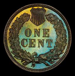 1883 Proof Indian Cent Colorfully Toned TOP POP! 1c pr67+ BN SEGS