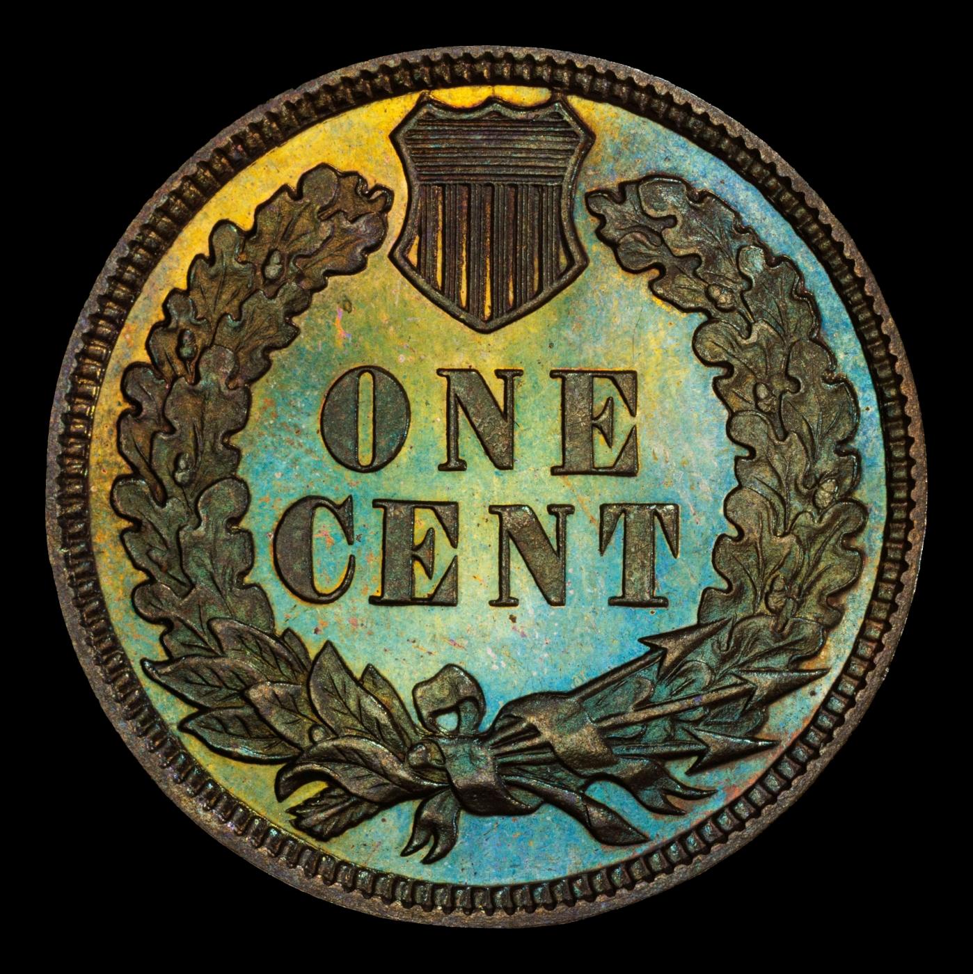 1883 Proof Indian Cent Colorfully Toned TOP POP! 1c pr67+ BN SEGS