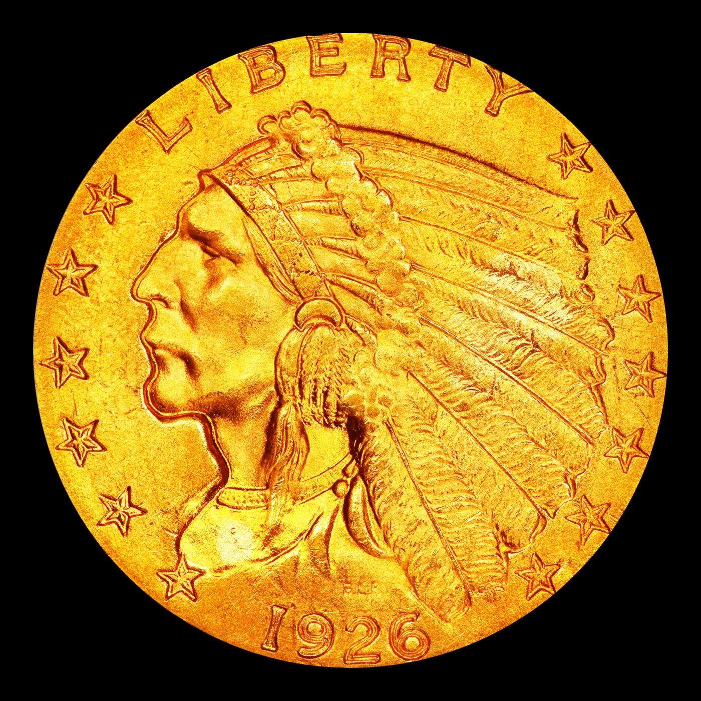 1926-p Gold Indian Quarter Eagle Near Top Pop! $2 1/2 ms66 USCG