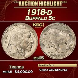 1918-d Buffalo Nickel 5c ms65 SEGS