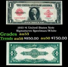 1923 $1 United States Note Grades Select AU Signatures Speelman/White