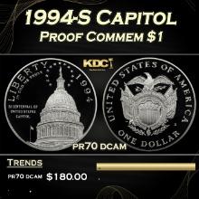 1994-S Capitol Proof Modern Commem Dollar $1 pr70 dcam SEGS
