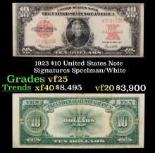 1923 $10 United States Note Grades vf+ Signatures Speelman/White