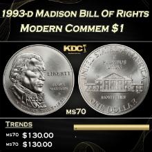 1993-d Madison Modern Commem Dollar Bill Of Rights $1 ms70 SEGS