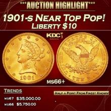 1901-s Gold Liberty Eagle Near Top Pop! $10 ms66+ SEGS