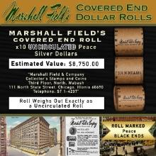 CIR- MARSHALL FIELDS 10 Coin UNC Peace $1 Roll Rare BLACK Lvl