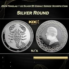 2024 Tokelau 1 oz Silver $5 Zodiac Series: Scorpio Coin