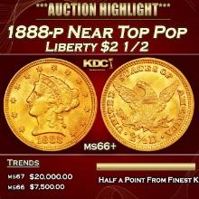 1888-p Gold Liberty Quarter Eagle Near Top Pop $2 1/2 ms66+ SEGS