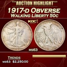 1917-d Obverse Walking Liberty Half Dollar 50c ms63 USCG