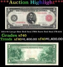 1914 $5 Large Size Red Seal FRN Rare Red Seal Grades xf FR-834