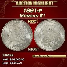 1891-p Morgan Dollar $1 ms65+ SEGS