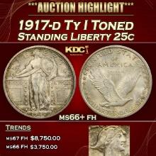 1917-d Ty I Standing Liberty Quarter Toned 25c ms66+ fh SEGS