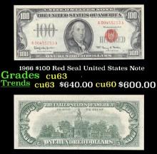 1966 $100 Red Seal United States Note Grades cu63