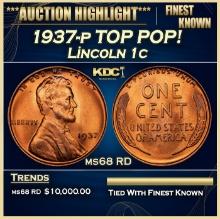 1937-p Lincoln Cent TOP POP! 1c ms68 RD SEGS