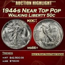 1944-s Walking Liberty Half Dollar Near Top Pop 50c ms66+ SEGS