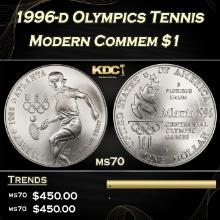 1996-d Olympics Tennis Modern Commem Dollar $1 ms70 SEGS
