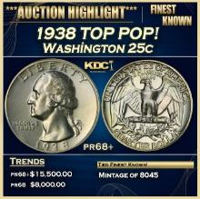 1938 Proof Washington Quarter TOP POP! 25c pr68+ SEGS