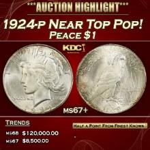 1924-p Peace Dollar Near Top Pop! $1 ms67+ SEGS