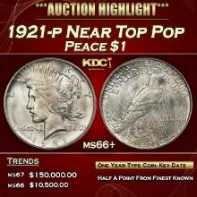 1921-p Peace Dollar Near Top Pop $1 ms66+ SEGS