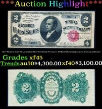 1891 $2 Large Size Silver Certificate "Windom Note" Treasurer William Windom Grades xf+ Signatures R