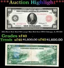 1914 $10 Large Size Red Seal FRN Rare Red Seal Chicago, IL Grades xf FR-898
