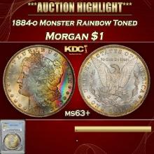 PCGS 1884-o Morgan Dollar Monster Rainbow Toned $1 ms63+ PCGS
